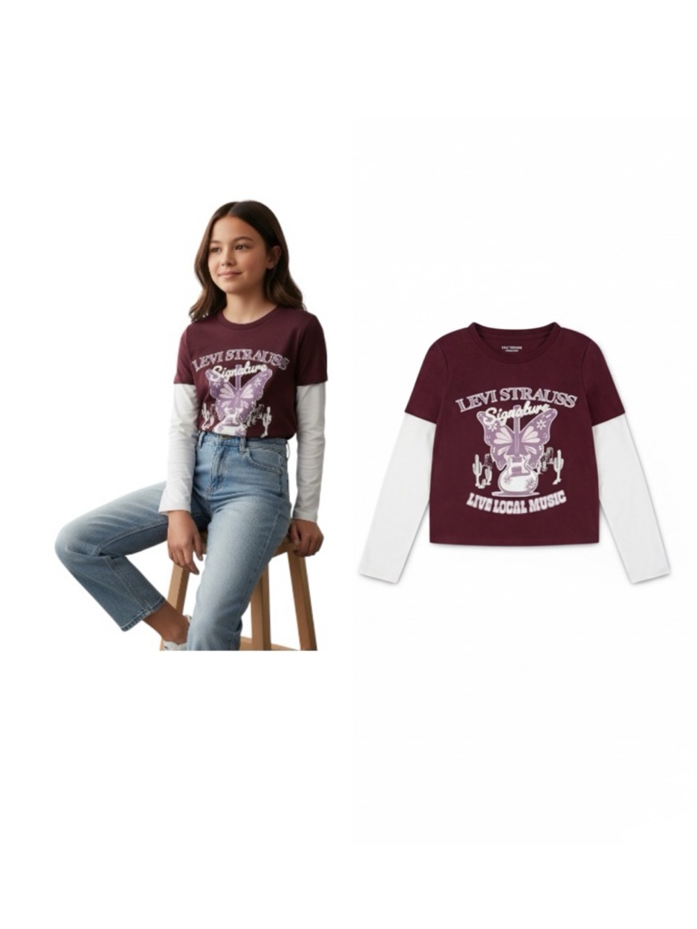 Levi's Strauss Signature Graphic Layered-Look Long Sleeve Tee